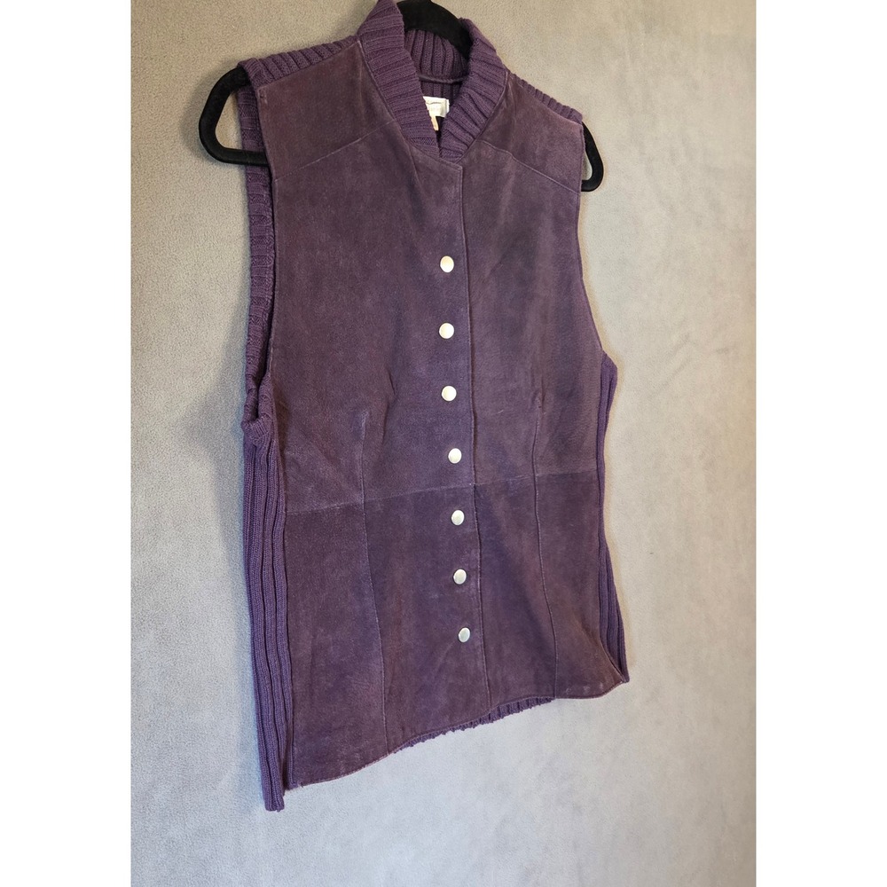 Christopher & Banks Purple Suede Knit Vest Women's XL Western Rustic Layering - Picture 2 of 13